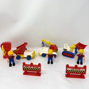Fisher-Price Construction Vehicles Playset Trucks Figures Signs Toy Lot